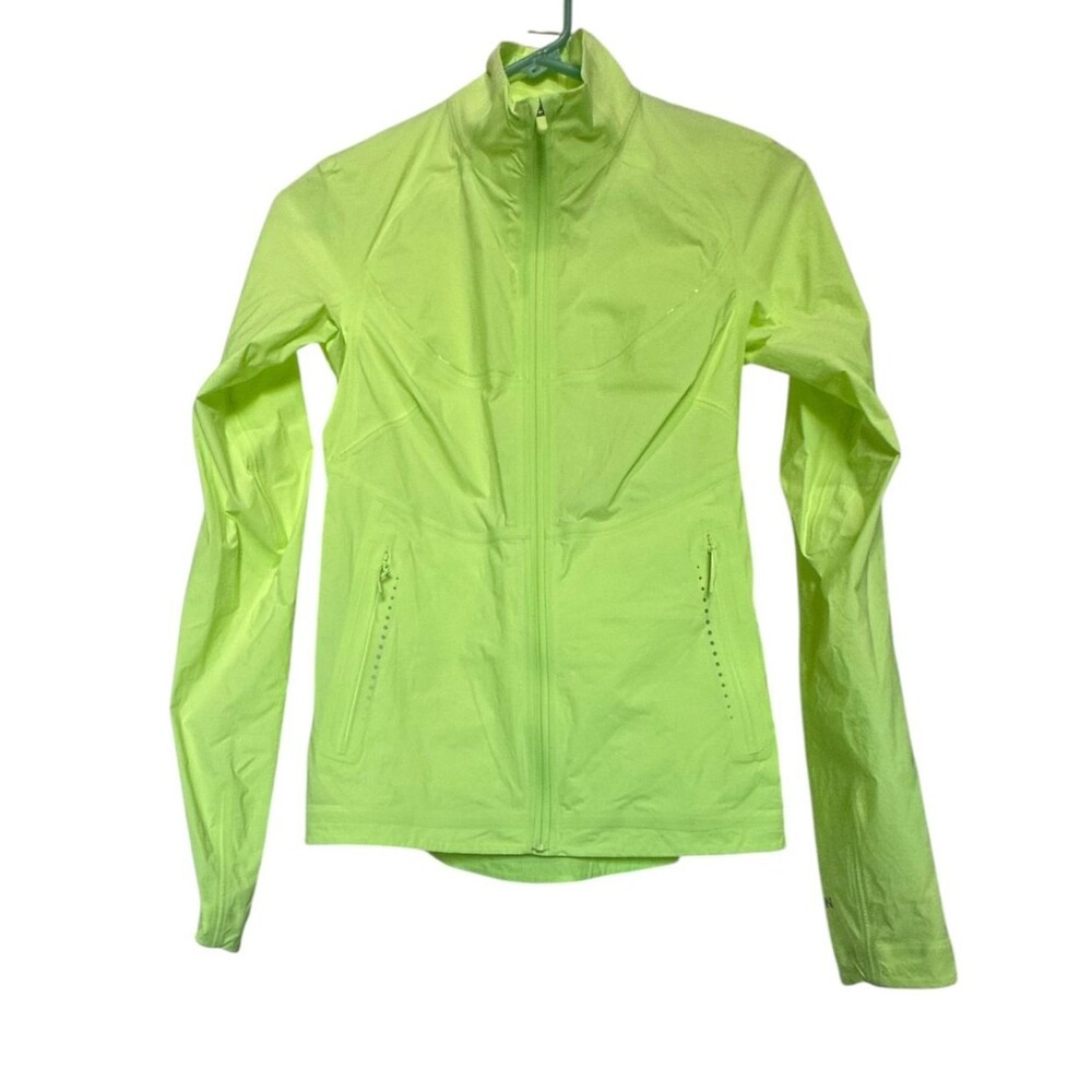 Lululemon Womens Jacket Sz 2 Goal Smasher Green Reflective Running Windbreaker